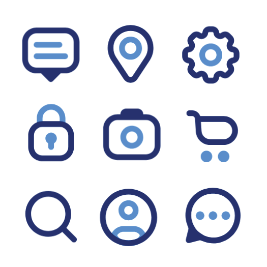 Blue Outline UI Icons Collection