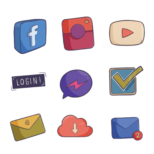 Social Media Hand Drawn Vectors Collection